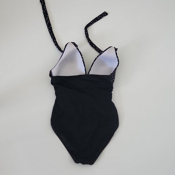 LA BLANCA | Polka dot swimsuit one piece black white sz 10 - Picture 4 of 7
